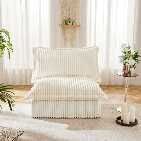 English Elm Koala Armless Chenille Sofa Deep Seat Wraparound Pillows for Modern Living Rooms W3041P240122