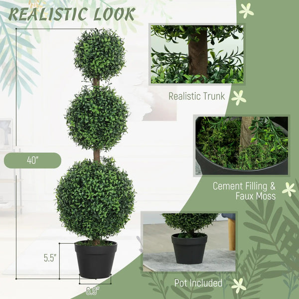 English Elm 2 Faux Boxwood Ball Topiary Trees Uv Resistant Pe Foliage Potted Indoor Outdoor T3971P409970