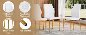 English Elm Set of 6 Pu Leather Dining Chairs with Gold Metal Legs for Glam Modern Rooms W1151P359613