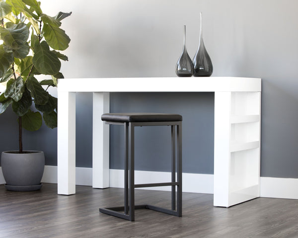 Sunpan Boone Modern Industrial Backless Stool Set of 2 - Durable Cantilever Design for Home or Bar Use Grey / Onyx