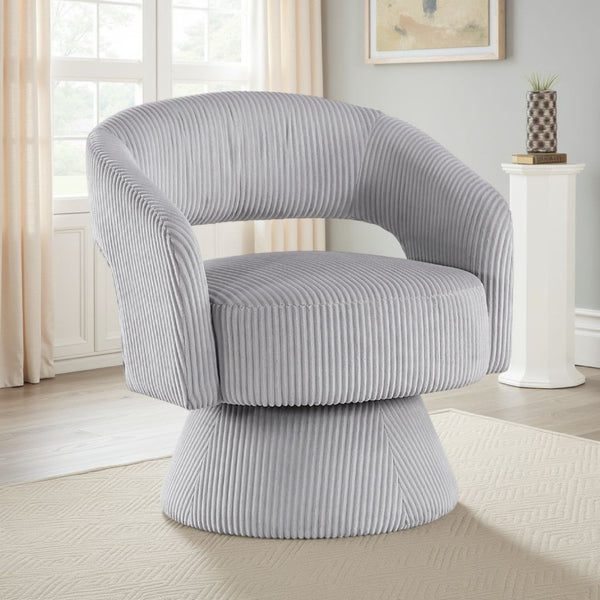 English Elm Lessa Swivel Accent Chair with Foam Cushion Round Base for Living Room Corners Gray B056P417030