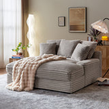 English Elm Modern Double Sleeper Sofa Comfortable Cloud Couch Soft Fluffy Corduroy Upholstery With Square Armrests For Living Room Bedroom Grayish Brown