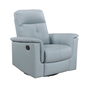 English Elm Blue Leather Swivel Glider Recliner Chair - Top Grain Match Leather, Plush Padding, 360° Comfort Recliner B011P329276