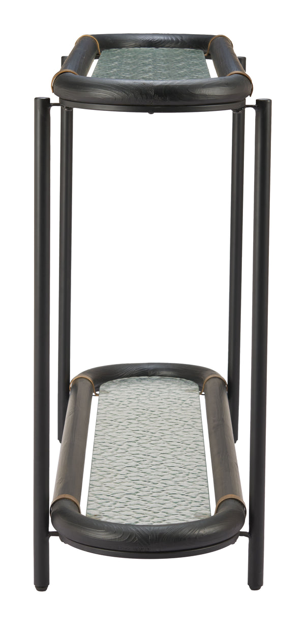 Zuo Modern Aneis Console Table In Black – Modern Elegance With Rippled Glass, Fir Wood, And Steel Construction Black Glass,Fir Wood,Steel 110725-zuo-modern