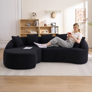 English Elm New Modular Chenille Sectional with Deep Curved Chaise and High-density Foam Seating W2231S00054