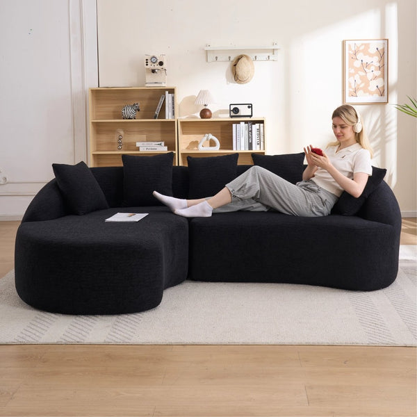 English Elm New Modular Chenille Sectional with Deep Curved Chaise and High-density Foam Seating W2231S00054