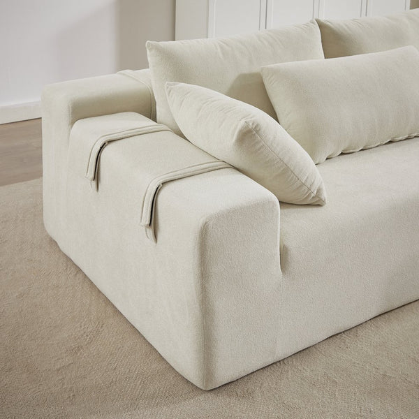 English Elm Modern Chenille Upholstered Sectional Sofa - Stylish L-Shaped Couch Set With 6 Pillows, Versatile Design W834S00397