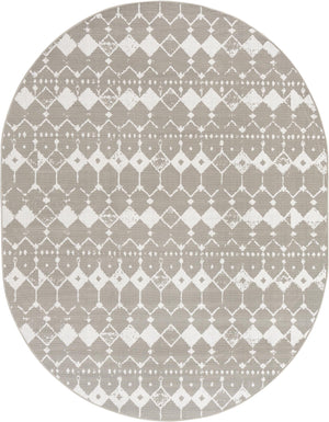 Unique Loom Outdoor Trellis Cardak Machine Made Geometric Rug Gray, Ivory 7' 10" x 10' 0"