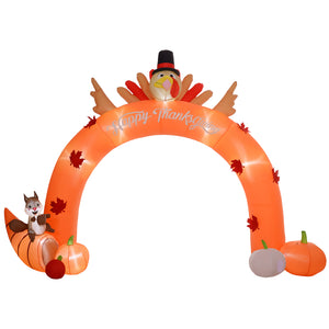English Elm HOMCOM 9.7ft Thanksgiving Turkey Archway Inflatable with LED Lights, Stakes & Easy Plug-In Decor W2225P249732
