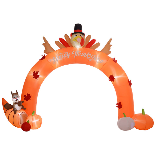English Elm HOMCOM 9.7ft Thanksgiving Turkey Archway Inflatable with LED Lights, Stakes & Easy Plug-In Decor W2225P249732