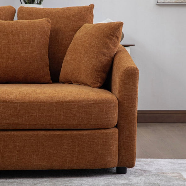 English Elm 56.3'' Oversized Barrel Lounger Chenille Cuddle Chair with Pocket Spring Deep Seat Orange W3118S00036