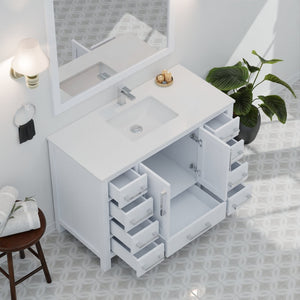 English Elm White Bath Vanity With Elegant Quartz Top & Ample Storage - Modern Design For Your Bathroom! B2731P259065-GIGA