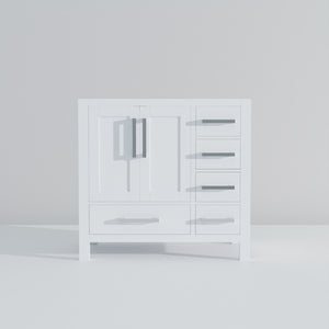 English Elm White Bath Vanity 36" W X 22" D, Elegant Solid Wood Design With Soft-Close Drawers & Quick Install B2731P258804-GIGA