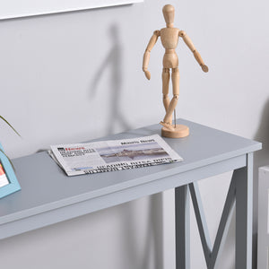 English Elm HOMCOM Elegant 2-Tier Console Table with Lower Shelf and X Frame, Space-Saving Entryway Accent Table Grey W2225P217207