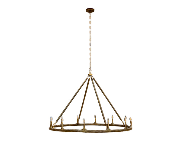 Sunpan Wolfgang Chandelier - Rustic Sophistication With Hand-hammered Antique Brass Finish For Unique Decor Gold Aluminum 111702