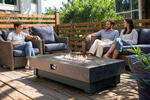 English Elm 60-INCH Modern Fire Pit Table with Stainless Steel Burner, Rain Cover, Propane Heater for Patio Gatherings Black,Stone Gray W3131P333709