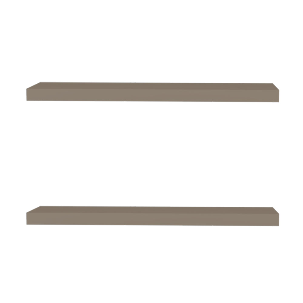 English Elm Iva Recessed Floating Shelf Set of 2 in Taupe Melamine – 31.5" Wide, Sleek Wall Storage & Display Solution B128P237164