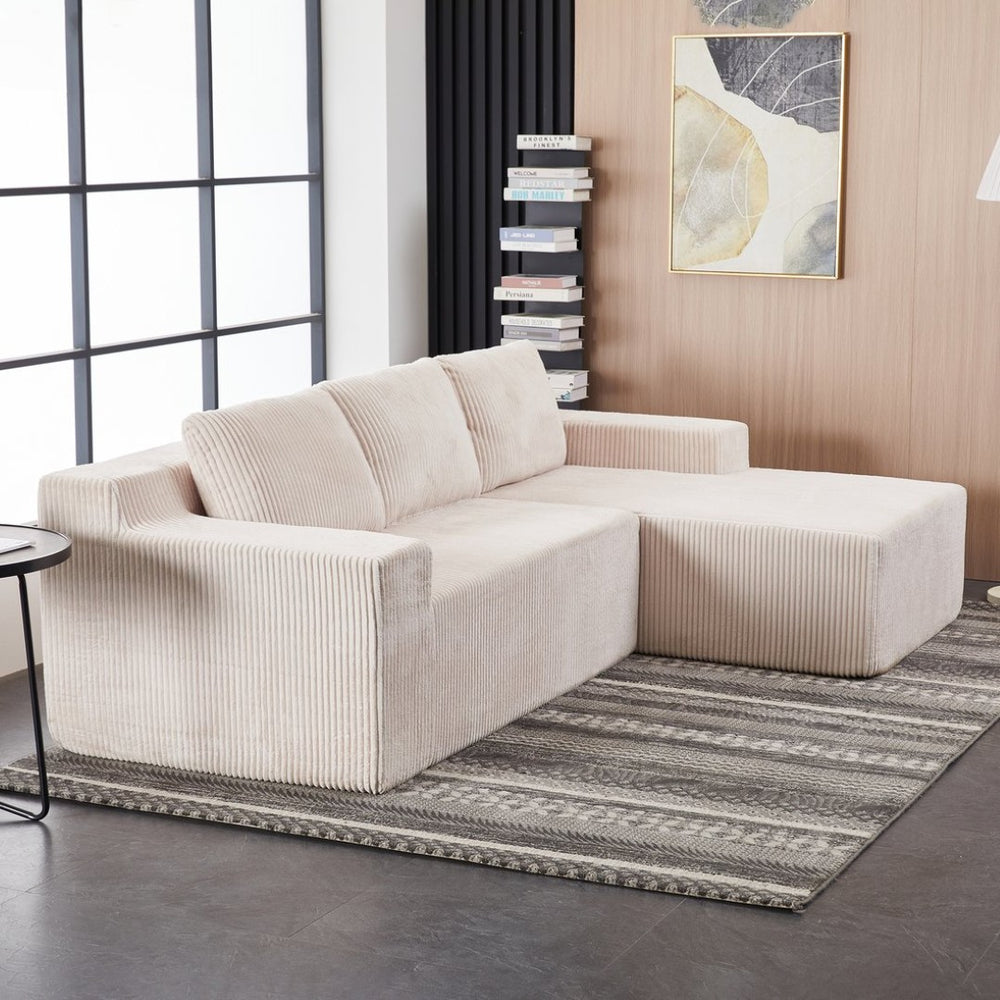 English Elm Corduroy Modular Sectional Floor Sofa Low Profile L Shape for Living Room W1919S00012
