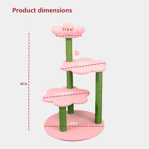 English Elm Cat Tree Daisy Floral Multi Level Climbing Tower with Sisal Posts and Plush Perch Pink W243P451255