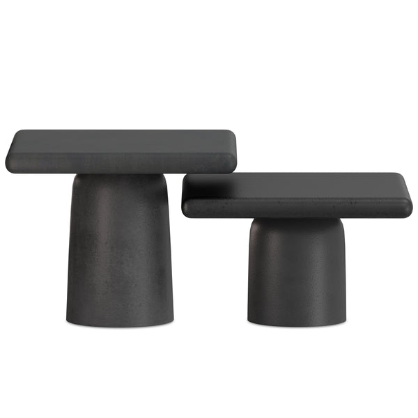 English Elm Zachary Cast Aluminum 2-Piece Coffee Table Set in Graphite & Black Nickel – Handcrafted, Textured Chic B136P239030