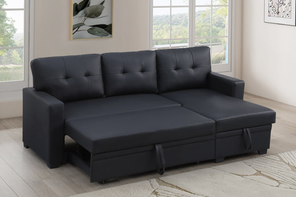 English Elm Convertible Upholstered Sectional Sofa with Pull-out Chaise Sleeper and Storage B2730S00008