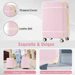 English Elm Hardshell Abs Spinner Luggage Set Four Piece Expandable Tsa Lock Travel Suitcases Light Pink N732P170218U