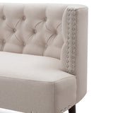 Celine Tufted Settee: Sky Neutral Beige, High-Quality Fabric, Sturdy Frame