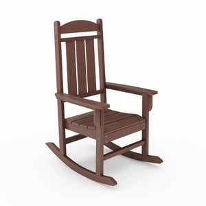 English Elm Beige Hdpe Poly Lumber Porch Rocking Chair with High Back for Outdoor Patio Use Brown B195P198776