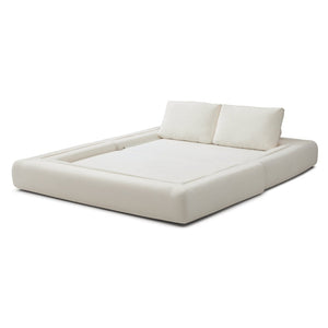 English Elm 81'' Corduroy Floor Sofa Convertible Loveseat Futon Sleeper with Foam Fill and Pillows Beige W1117P459678