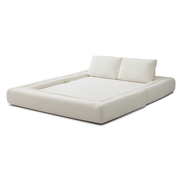 English Elm 81'' Corduroy Floor Sofa Convertible Loveseat Futon Sleeper with Foam Fill and Pillows Beige W1117P459678