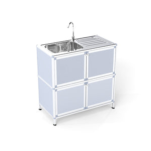 English Elm Utility Sink Station with Stainless Basin Rotating Faucet and Waterproof Storage Cabinet W3895P460814