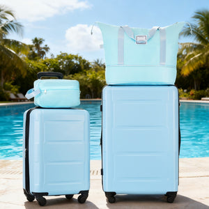 English Elm 2 Piece Abs Hard Shell Spinner Luggage Set with Tsa Lock Expandable Travel Suitcases Light Blue N732P198744N