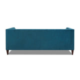 English Elm Jack 84" Modern Tuxedo Tufted Sofa, Satin Teal Blue Velvet