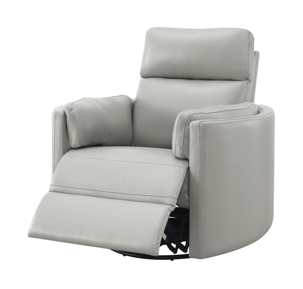 English Elm Sagen Gray Faux Leather Glider Recliner with Swivel, Pocket Coil Comfort, Low Wall Clearance 9" B2726P241794