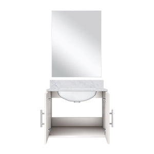 English Elm Glossy White Single Bath Vanity With Carrara Marble Top & Frameless Mirror - Perfect For Small Spaces! B2731S00746