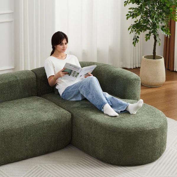 English Elm [video]109.4" Chenille Modular Cloud Sectional Plush L-shape Sofa for Modern Living Rooms W3505S00055