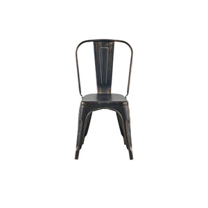 English Elm Set Of 2 Sanded Matte Black Industrial Metal Dining Chairs - Stackable, Lightweight, Easy-Clean Design B347P383371-GIGA