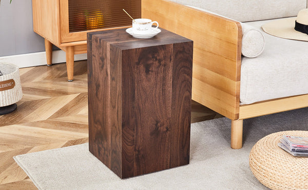 English Elm 12x12x20 Walnut Grain Mdf Accent Pedestal Table for Modern Living Room Decor W1151P408853
