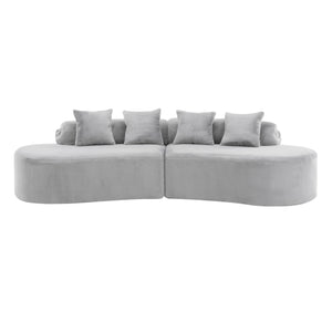 English Elm Modern curved modular sofa with dark plush upholstery, ergonomic design, versatile multi-seat lounge solution for contemporary living rooms LIGHT GREY W3612S00007