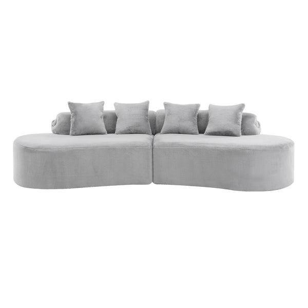 English Elm Modern curved modular sofa with dark plush upholstery, ergonomic design, versatile multi-seat lounge solution for contemporary living rooms LIGHT GREY W3612S00007
