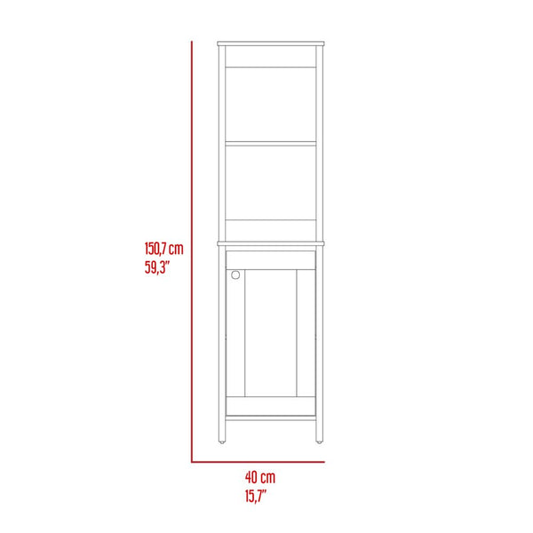 English Elm St. Clair Linen Cabinet Grey with Two Interior Shelves, Two Open Shelves, Single Door, Elevated Legs B200P188850