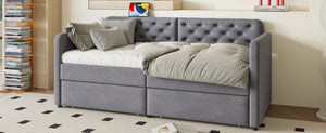 English Elm Twin Velvet Daybed with Storage Drawers Tufted Sofa Bed for Guest or Studio Rooms W1670P410536