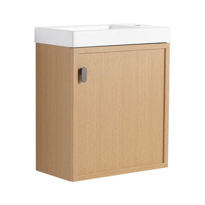 English Elm 18.5" Stylish Wall-Mounted Bathroom Vanity With Durable Resin Sink, Soft-Close Door, Space-Saving Design W1972P362138