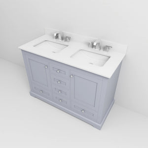 English Elm Dark Grey Double Bath Vanity With Cultured Marble Top, Faucet Set, & Ample Storage Solutions B2731P258331