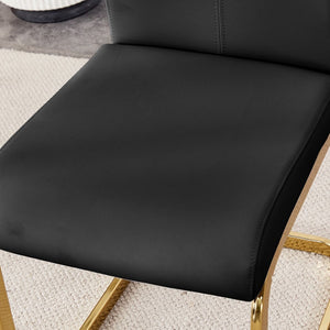 English Elm Table Set - Luxurious Pandora Patterned Dining Table With 8 Black Pu Chairs & Golden C-Shaped Legs W1151S03234-GIGA