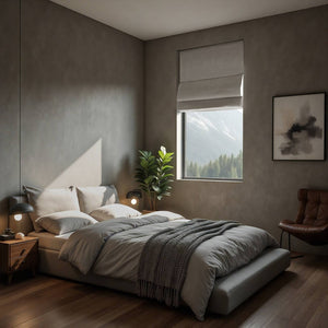 English Elm 1-piece Cordless Roman Shade Linen Look Blackout Polyester Viscose Bedroom Window B035P437524
