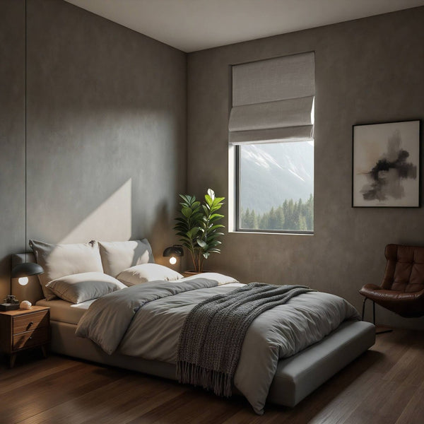 English Elm 1-piece Cordless Roman Shade Linen Look Blackout Polyester Viscose Bedroom Window B035P437524