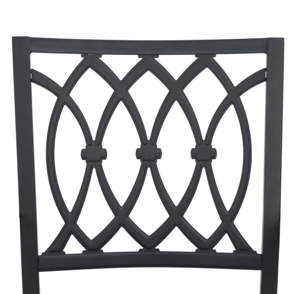 English Elm 5‑piece Outdoor Iron Dining Set with Wood-grain Square Table and Slat Ergonomic Chairs W3979S00046