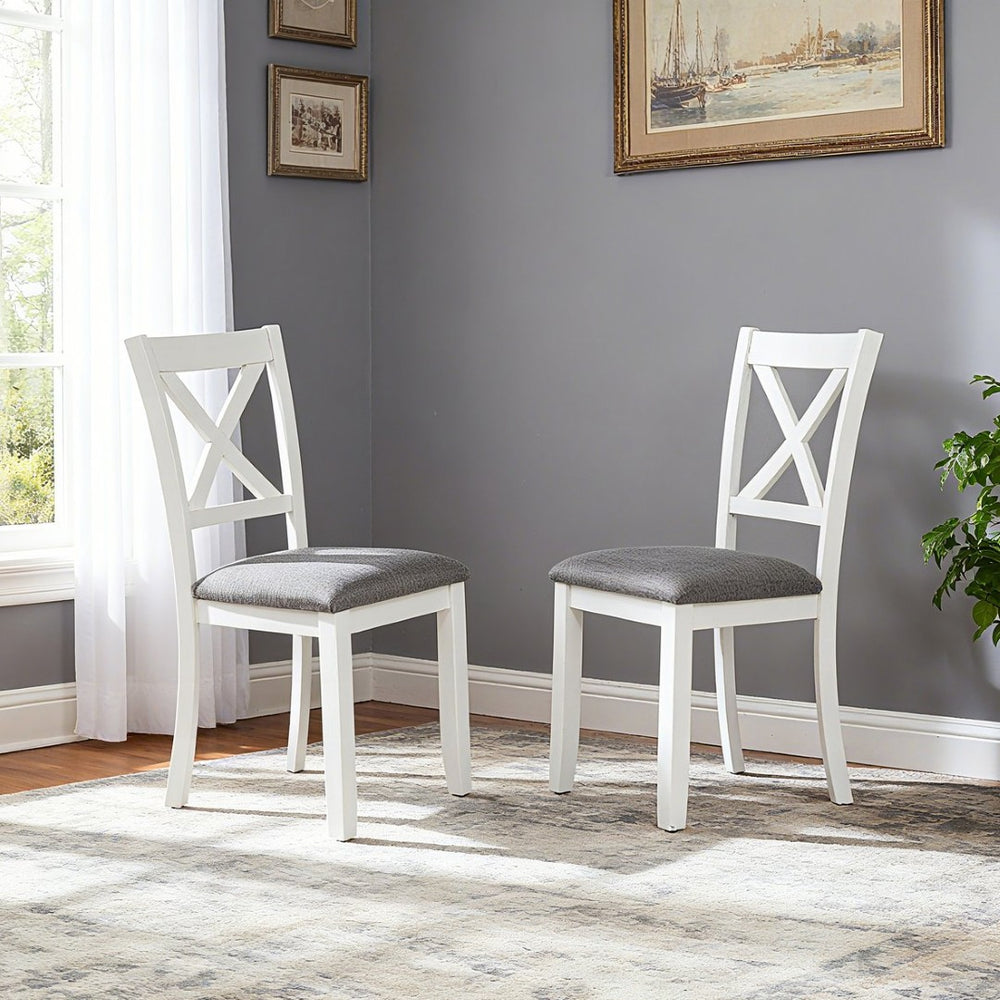 English Elm Dining Chair Set of 4 Rubberwood Frame with Padded Linen Seat for Kitchen Table W1998P238019