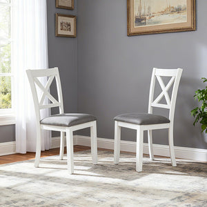 English Elm Dining Chair Set of 4 Rubberwood Frame with Padded Linen Seat for Kitchen Table W1998P238019